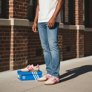 Adidas Beige and Red Sneakers